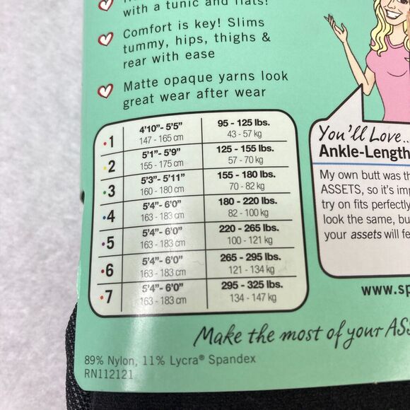 SPANX Assets by‎ Sara Blakely Ankle Shaping Tights Women's 4 Black Shapewear NWT - Picture 6 of 7